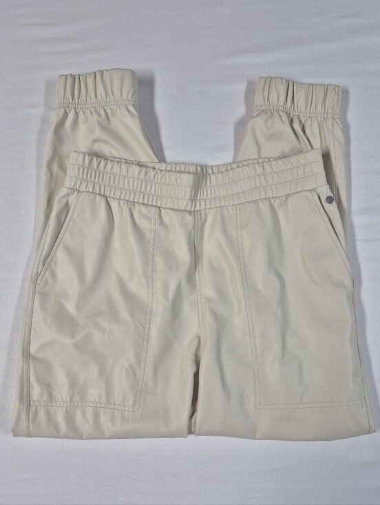 CALIA by Carrie Underwood Pants - CALIA by Carrie Underwood Faux Leather Ivory Jogger Pants High Rise Size Medium
